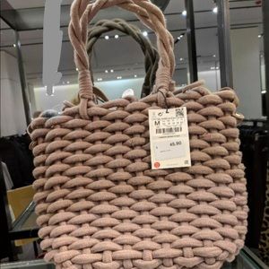 ZARA Woven Braided Rope Shopper Bag